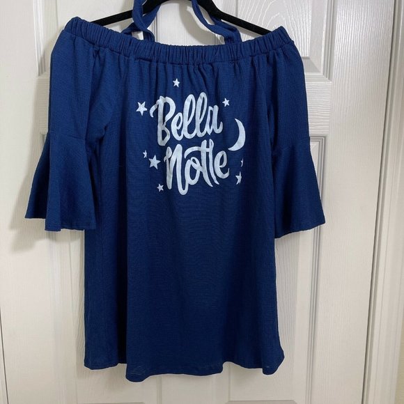 Whosits and Whatsits Disney Bella Note Women's XL Top with Straps Blue - Picture 1 of 9